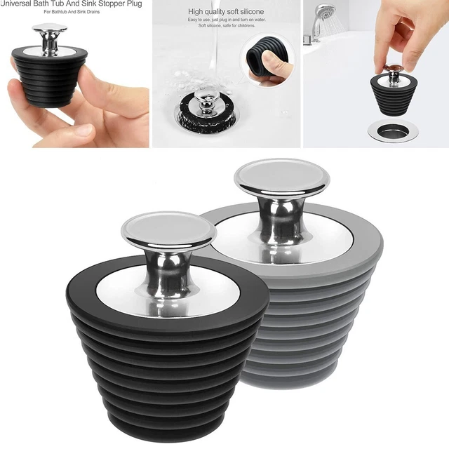 REPLACEMENT BLACK RUBBER SINK PLUG Basin Bathroom Bathtub Kitchen Drain ...