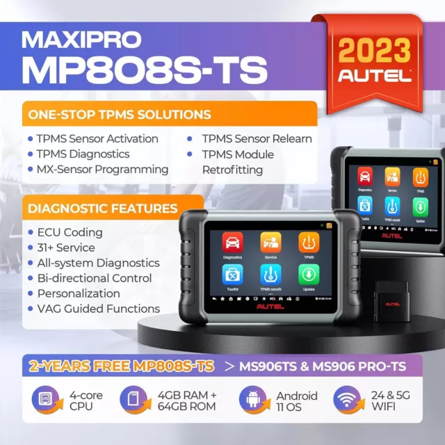 2024 Autel MaxiPRO MP808S-TS Diagnostic Scanner Tool TPMS Programming Key Coding 2