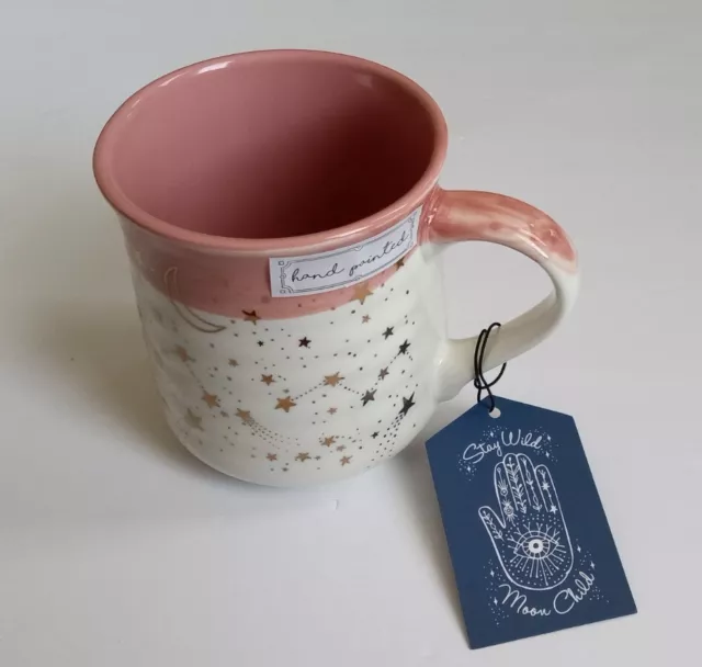 Pink White Coffee Mug Stay Wild Child Stars Constellation Moon