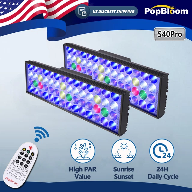 PopBloom 1-2PCS Saltwater Reef Aquarium LED Light Coral Grow Fish Tank