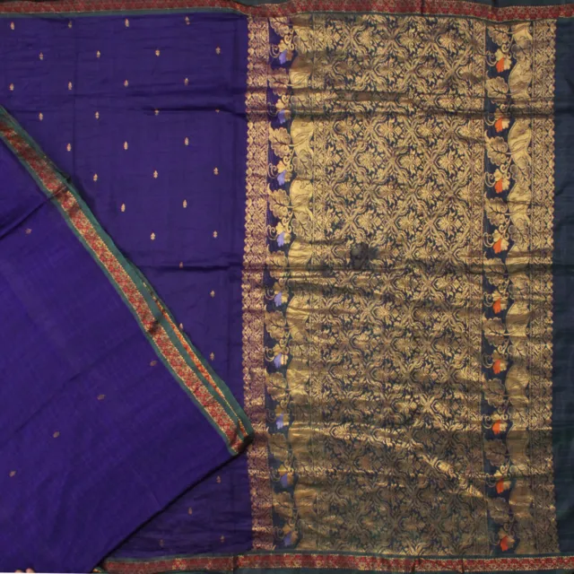 Vintage 100% Pura Seda Sarees Zari Telar Manual Tradicional Sari Indio Artesanal