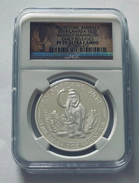 2014 Canada $20 Prehistoric Animals Woolly Mammoth PF 70 Early Releases
