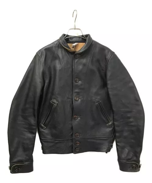 SUGAR CANE X MISTER FREEDOM Men's Leather Jacket Campus Black Collab ...