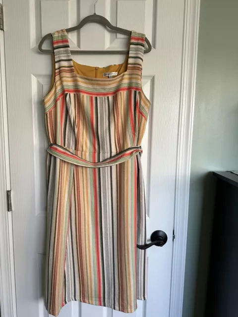 Sandra Darren Ladies Size 16 W Striped Midi Dress Colorful Sleeveless