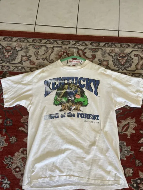 VINTAGE 90S UNIVERSITY of Kentucky Wildcats Basketball T-Shirt XL White ...