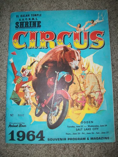 EL KALAH TEMPLE SHRINE 1964 Circus Magazine Souvenir Program Polack Bros UTAH