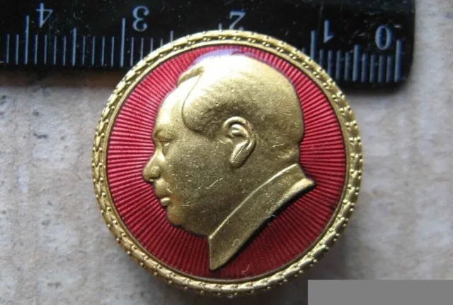 Distintivo vintage China Mao placcato in oro Raro!!!