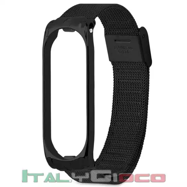 Cinturino in Acciaio Inossidabile Fascia Strap per Xiaomi Mi Band 3 4 Nero