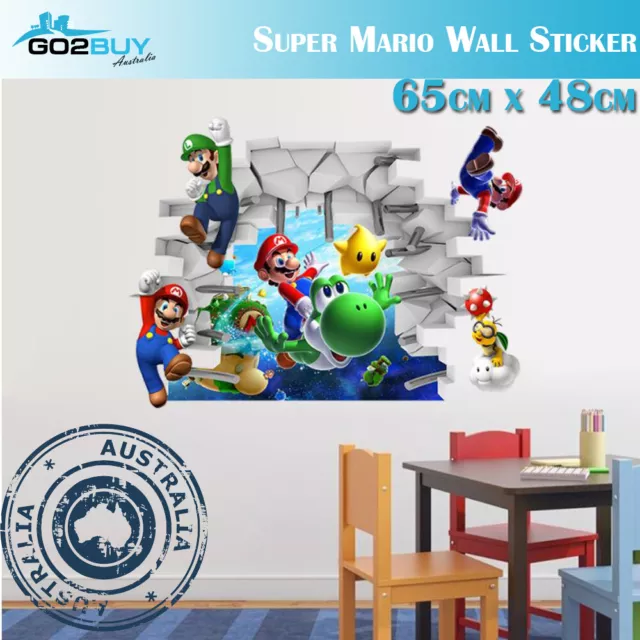 DIY Wall Stickers Removable Super Mario Game Kids Mural Room Decal Gift Vinyl