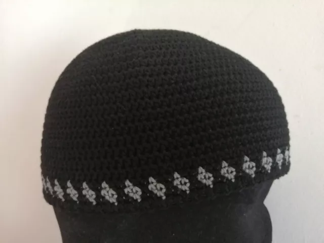 CAPPELLO NERO UOMO PAPALINA ZUCCOTTO filo cotone aderente borsalino cuffia kufi