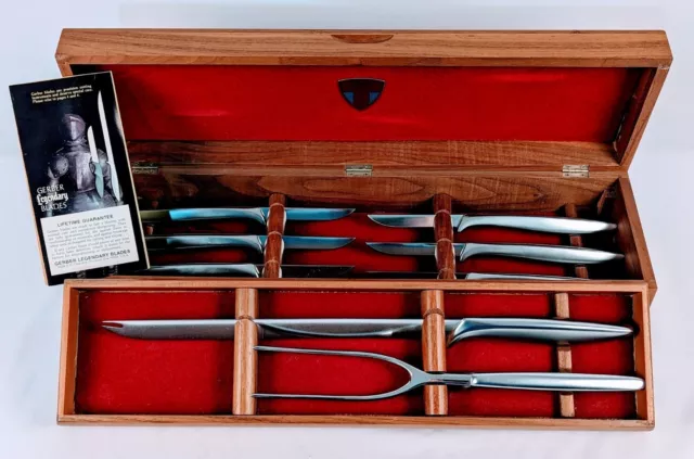 Gerber Legendary Blades 8pc Steak Knife Carving Serving Set Thanksgiving Dinner