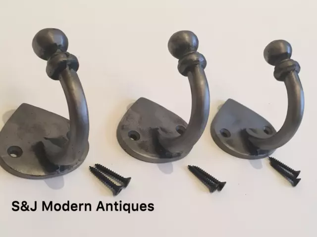 Single Coat Hook Iron Antique Modern Spearhead Vintage Black Grey Hat Rack Set 3