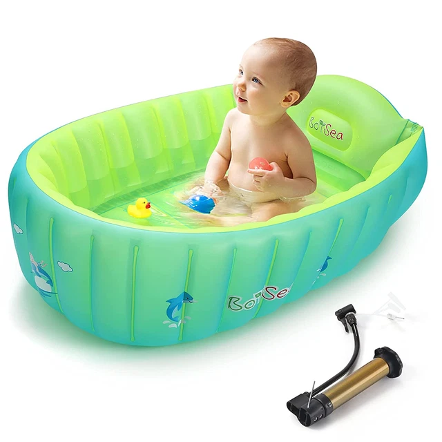 Boysea Inflatable Baby Bathtub with Air Pump, Bathtub Seat with Anti-Sliding Sad