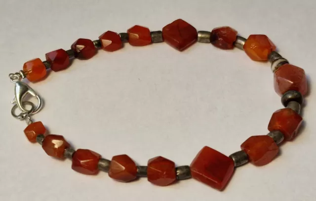 A Nice Bracelet Of Ancient Western Asian Carnelian Cornerless Cube Agate Beads