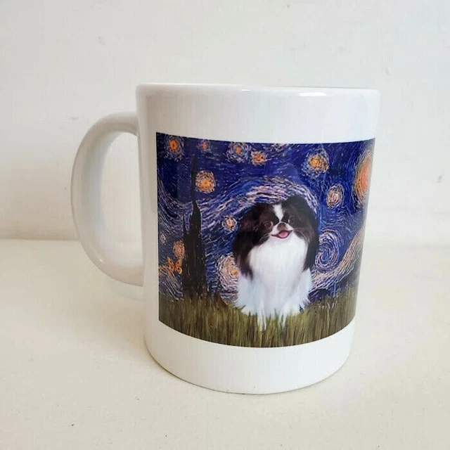 Papillon Dog Starry Night Vincent Van Gogh Mega Large Ceramic Coffee Mug Art