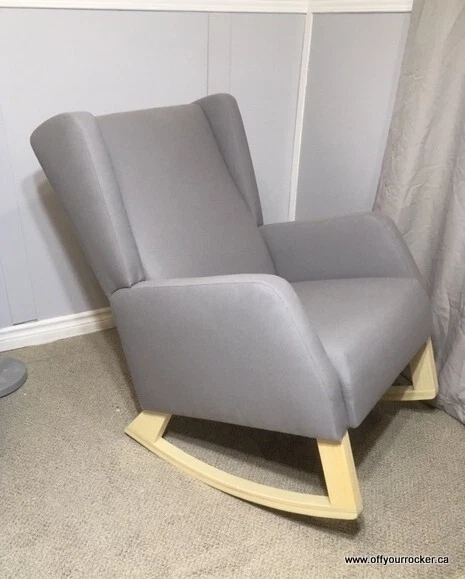 Naptime Wingback Nursery Rocker Rocking Chair baby & mom Slate Grey Twill