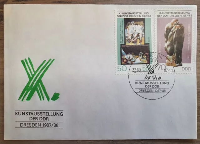 Ersttagsbrief, Kunstausstellung der DDR in Dresden, FDC 2, Mi. Nr. 3125, 3126