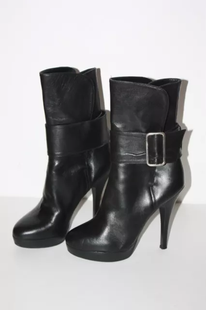 MICHEL KLEIN Bottines Hauts Talons Cuir Lisse Noir T 39 TTBE