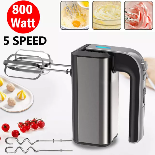 800W Handmixer 3in1 Handrührgerät Hand Rührer Mixer Stabmixer Edelstahl Zubehör