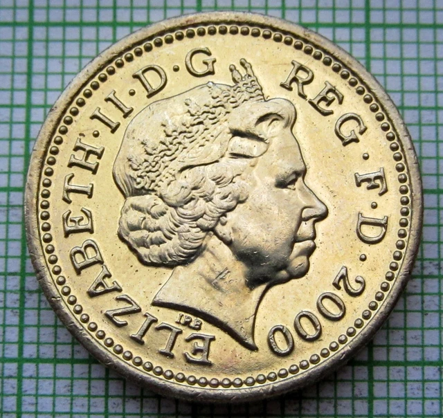 GREAT BRITAIN 2000 1 POUND, Heraldic Emblems series – WALES WELSH DRAGON, UNC 2