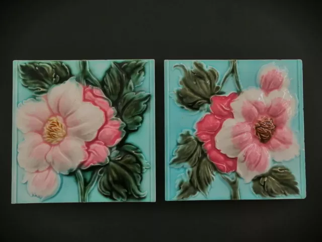 Antique art nouveau tile,majolica tile