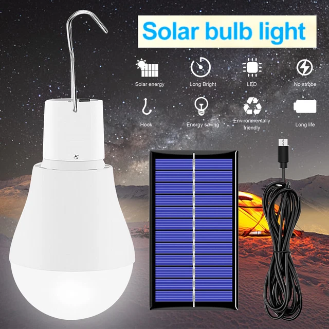 Lampe Solaire 15W Lumière LED Ampoule Portable pour Eclairage Extérieur camping