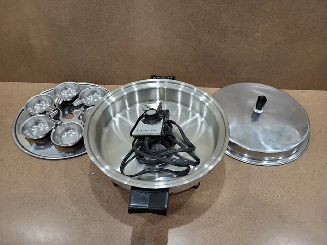 Saladmaster 7815E Electric Skillet 11" Liquid Core Stainless W Egg Poach Tray Saladmaster 7815E Electric Skillet 11" Liquid Core Stainless W Egg Poach Tray