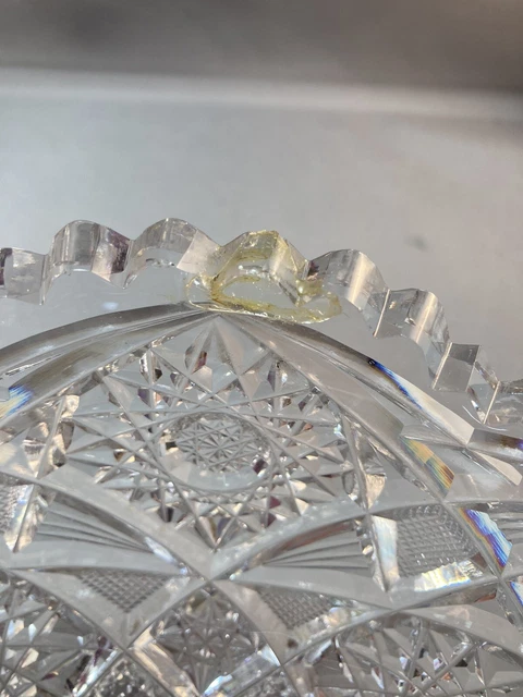Vintage American Brilliant Cut Glass Bowl some Rim damage 6