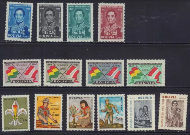 Bolivia 1960-70 Lotes Como Nuevos Mlh 526-527, C307-C308, 475-478, C254-C257 Boy Scouts