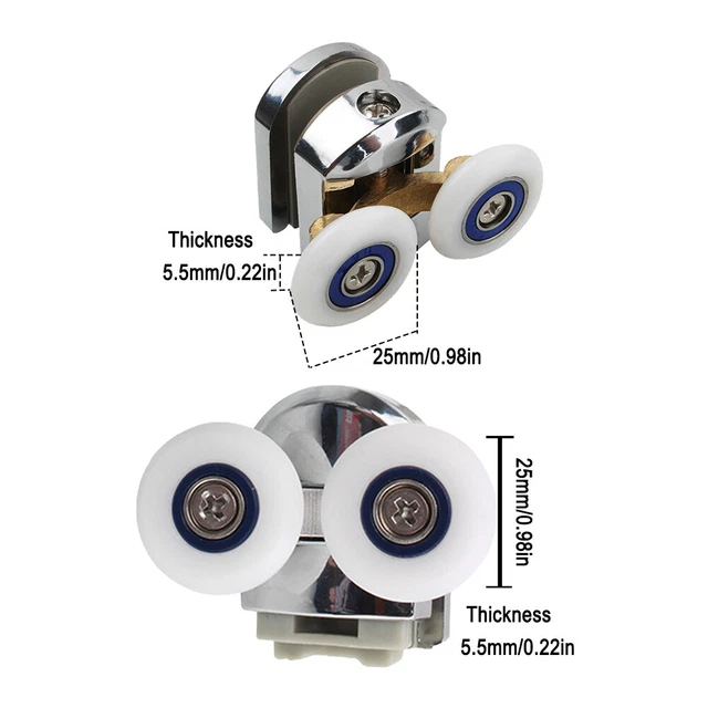 Anti Collision Block Shower Door Rollers Sliding With Screws Replacement