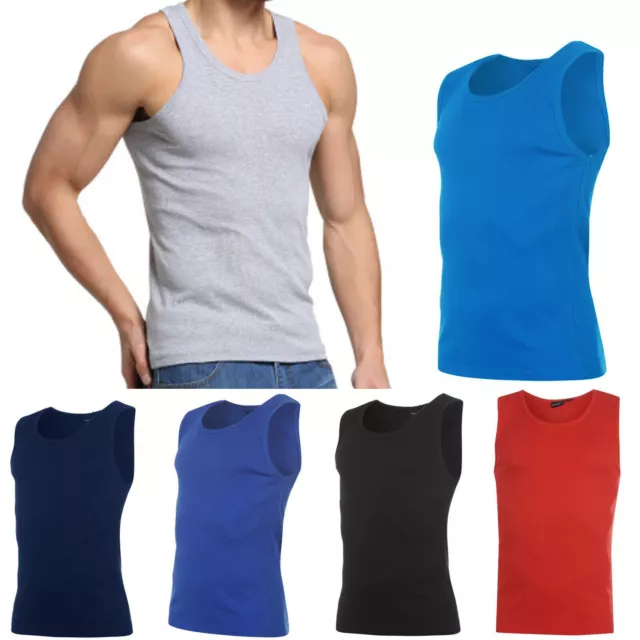 3 Pack 6X Mens Vests 100% Cotton Tank Top Summer Training Gym Tops Plain S-2Xl