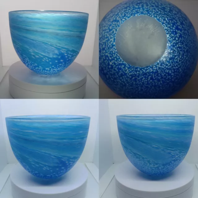 Malcolm Sutcliffe Stunning Signed Ocean Waves Ambient Quality Art Glass Bowl