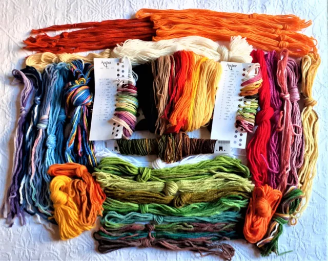 MIXED ACRYLIC & WOOL TAPESTRY YARN, LARGE BULK  LOT x 7 Large SKEINS  ( # 21  )