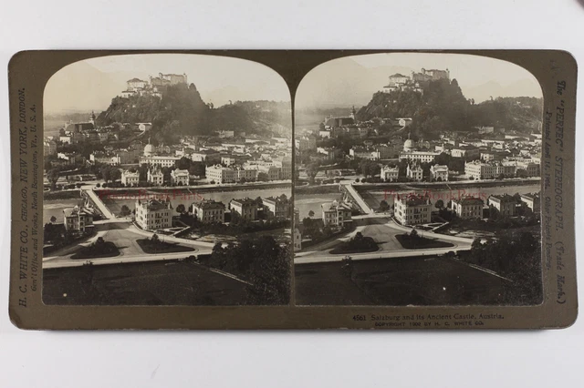 Österreich Salzburg Panorama 1902 Foto Stereo Vintage