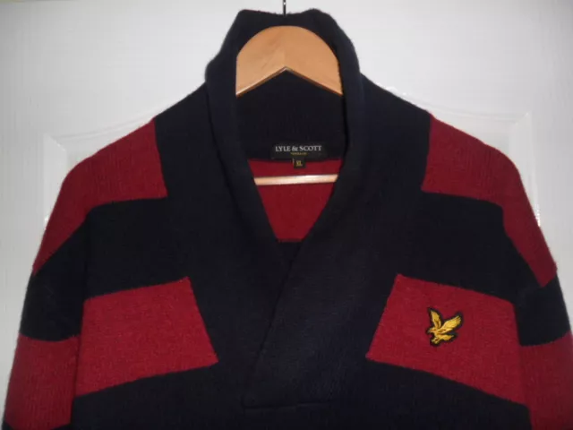 Pull Homme Vintage "Lyle & Scott" - Rayé 100 % Laine D'agneau Taille Xl 3