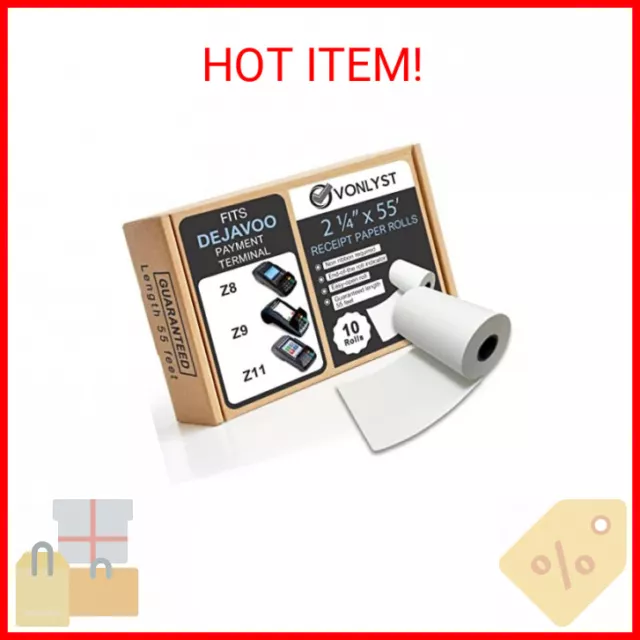 Vonlyst Credit Card Machine Paper Roll for Dejavoo Z8 Z9 Z11 (10 rolls)