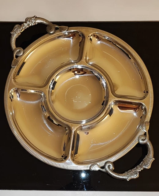 Plateau Apéritif Rond Jean Couzon - Inox 18/10 - France - Vintage 1980 - 25 Cm