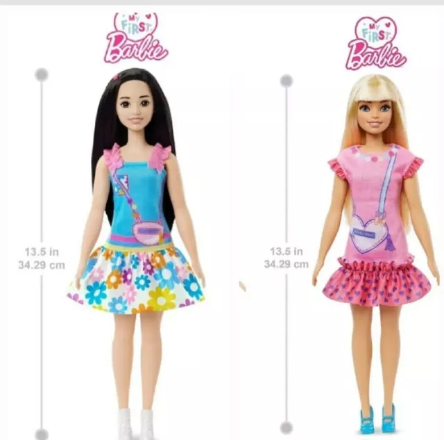 (2) Barbie My First Barbie Preschool Doll, Malibu, Renee 13.5" Soft Posable Body 2