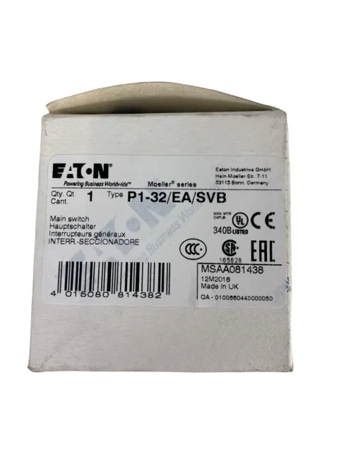 EATON Moeller P1-32 /EA/ Svb Interrupteur Principal 081438 2
