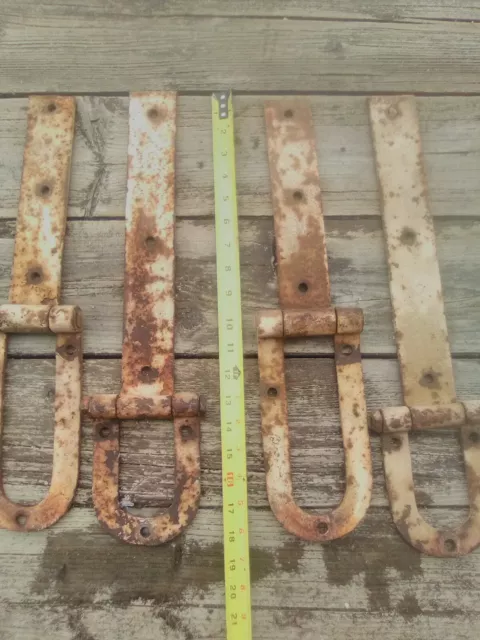 Barn hinges Primative Antique Iron Industrial Barn  Door Hinges 2 Pair