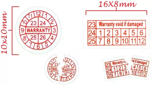 Warranty Void Label Sticker Security Seal Tamper Proof Fragile Year2023-24-25-26