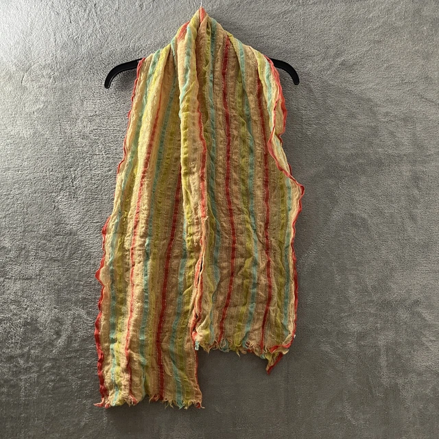 Bajra Wool Silk Scarf Womans One Size Geometric Multicolor Handmade In Nepal