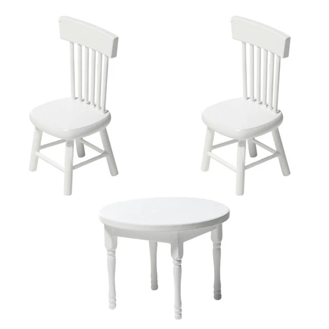 Sillas de mesa de comedor de madera banco de resina silla casa de muñecas artículos modelo muebles