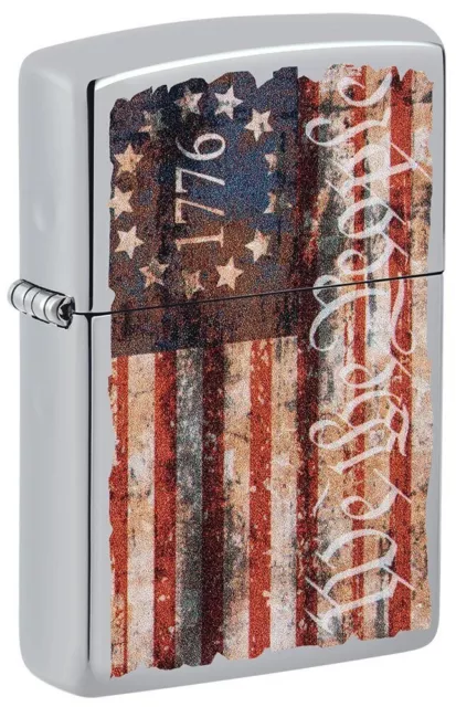 Zippo 49779,  1776 Americana Flag Design, High Polish Chrome Finish Lighter