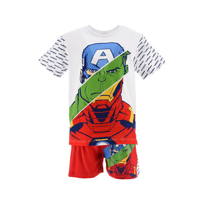 Completo Estivo Avengers Marvel Short + T-Shirt Bambino 4/10 Anni - Ev1061Bianco