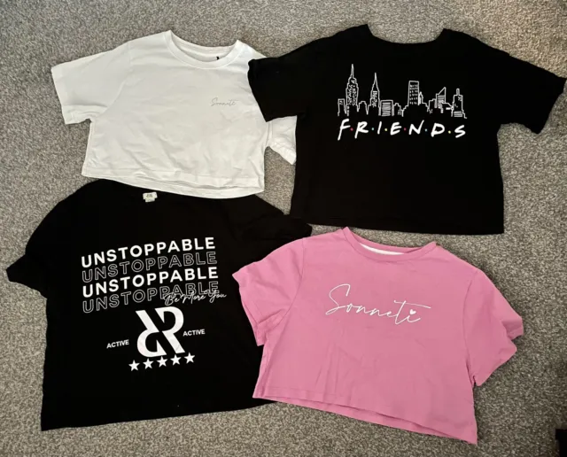 Girls T-shirt bundle x 4 River Island New Look 11-12 Sonetti 10-12 lovely tops