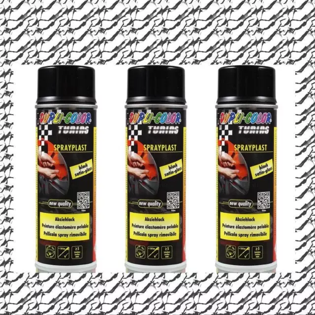 3 X Dupli-Color Pelable 388040 400 ML Noir - Brillant Spraylast