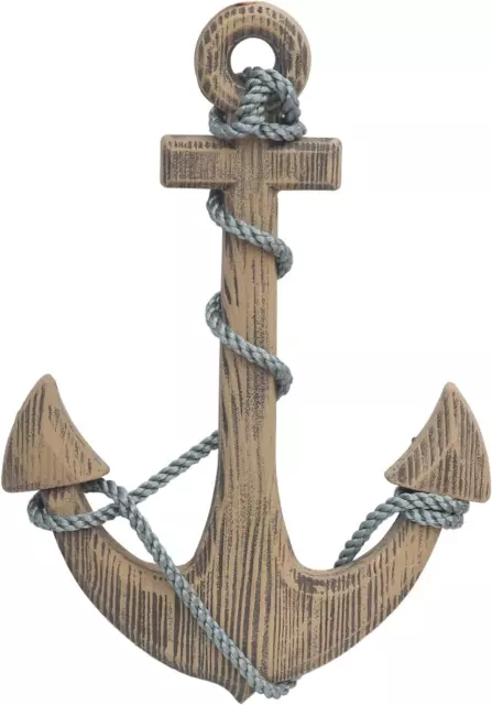 24" Handcrafts Rustic Nautical Wooden Anchor with Rope Crosses Wall Art Decor