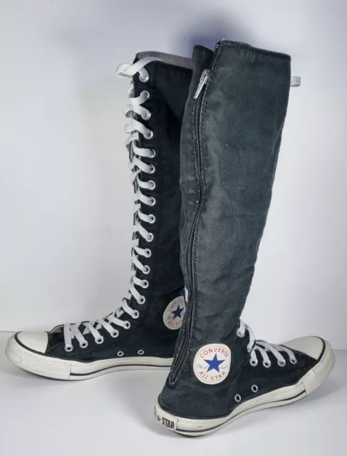 CONVERSE BLACK HIGH Tops Knee Length All Stars Boots Uk Size 6 EUR