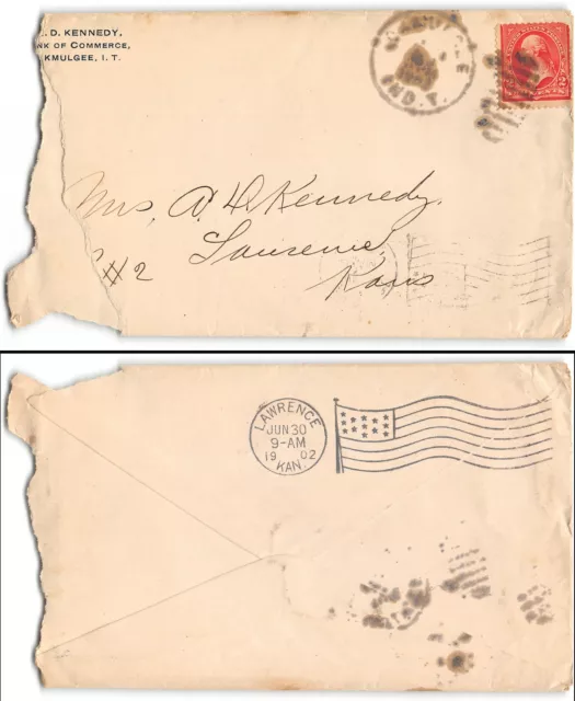 OKMULGEE INDIAN TERRITORY to Lawrence KS, 1902 $16.50 - PicClick
